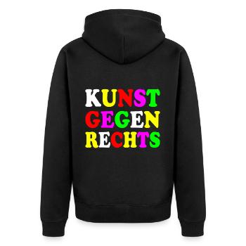 Kunst gegen rechts - Unisex Premium Bio Zip Hoodie - Schwarz - Hinten - Nico (187cm)