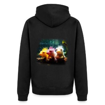 Axolotl - Unisex Premium Bio Zip Hoodie - Schwarz - Hinten - Nico (187cm)