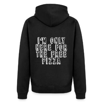 I'm Only Here For The Free Pizza - Unisex Premium Bio Zip Hoodie - Schwarz - Hinten - Nico (187cm)