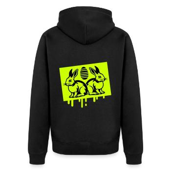 Osterhase Symbol Ostern - Unisex Premium Bio Zip Hoodie - Schwarz - Hinten - Nico (187cm)