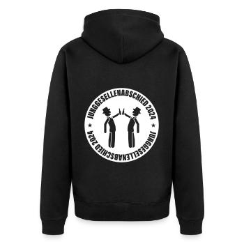 Junggesellenabschied 2024 - Unisex Premium Bio Zip Hoodie - Schwarz - Hinten - Nico (187cm)