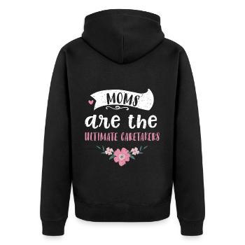 Moms are the ultimate caretakers - Unisex Premium Bio Zip Hoodie - Schwarz - Hinten - Nico (187cm)