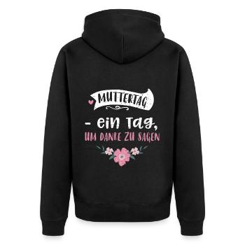 Fête des mères - une journée pour dire merci... - Veste à capuche bio Premium Unisexe - noir - Dos - Nico (187cm)