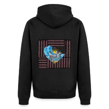 Mouettes Mouette Mer Soleil Côte Océan - Veste à capuche bio Premium Unisexe - noir - Dos - Nico (187cm)