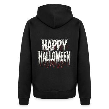 "Happy Halloween" T-Shirt - Bloody and Dark - Unisex Premium Organic Zip Hoodie - black - Back - Nico (187cm)