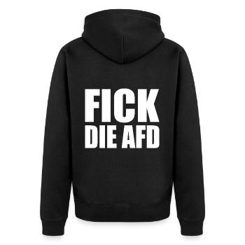 Fick die afd - Unisex Premium Bio Zip Hoodie - Schwarz - Hinten - Nico (187cm)