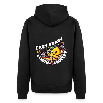 EASY PEASY LEMON SQUEEZY - Unisex Premium Organic Zip Hoodie - black - Back - Nico (187cm)