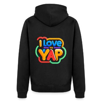 I Love To Yap 12 - Unisex Premium Bio Zip Hoodie - Schwarz - Hinten - Nico (187cm)