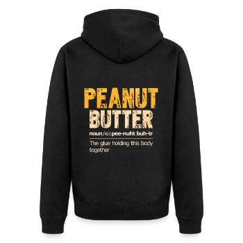 Erdnussbutter - Unisex Premium Bio Zip Hoodie - Schwarz - Hinten - Nico (187cm)
