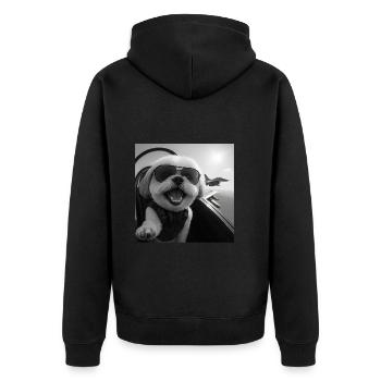 Shih Tzu - Unisex Premium Bio Zip Hoodie - Schwarz - Hinten - Nico (187cm)