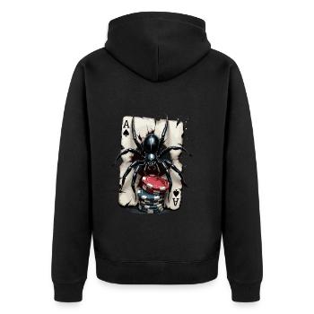 Card game - Unisex Premium Organic Zip Hoodie - black - Back - Nico (187cm)