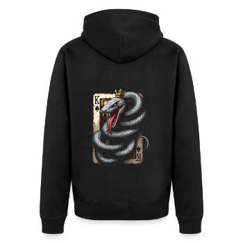Kartenspiel - Unisex Premium Bio Zip Hoodie - Schwarz - Hinten - Nico (187cm)