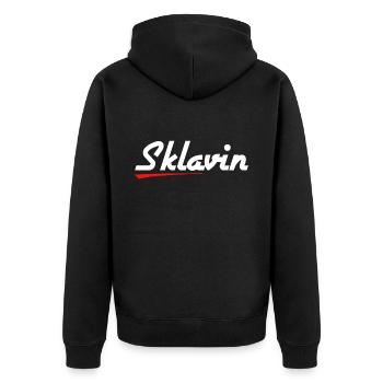 Sklavin - Unisex Premium Bio Zip Hoodie - Schwarz - Hinten - Nico (187cm)