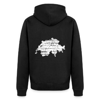 Schweiz - Unisex Premium Bio Zip Hoodie - Schwarz - Hinten - Nico (187cm)