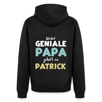 Dieser Geniale Papa Gehört Zu Pa... - Unisex Premium Bio Zip Hoodie - Schwarz - Hinten - Nico (187cm)