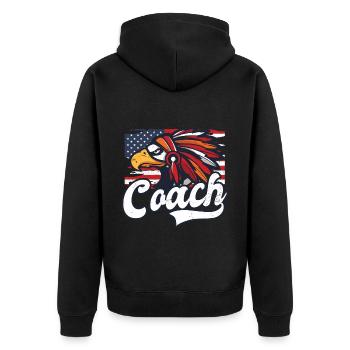 American Flag Coach 4. Juli Native Eagle - Unisex Premium Bio Zip Hoodie - Schwarz - Hinten - Nico (187cm)