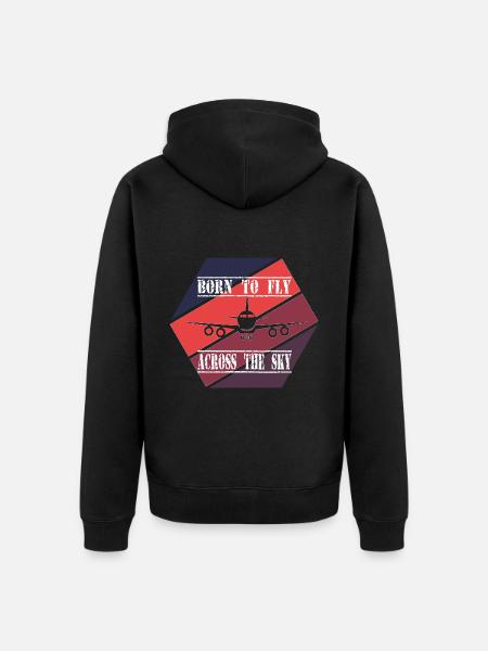Pilot Airplane Flying Runway - Unisex Premium Organic Zip Hoodie - black