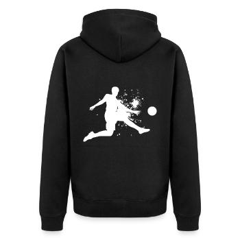 Fussballer Fussball Damen Fussballspieler Herren - Unisex Premium Bio Zip Hoodie - Schwarz - Hinten - Nico (187cm)