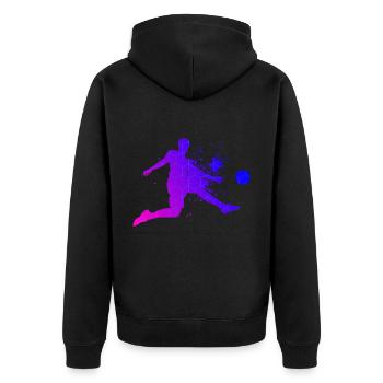 Fussballspieler Fussballspielen Herren Fussball - Unisex Premium Bio Zip Hoodie - Schwarz - Hinten - Nico (187cm)