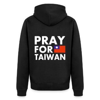 Pray for taiwan - Unisex Premium Bio Zip Hoodie - Schwarz - Hinten - Nico (187cm)