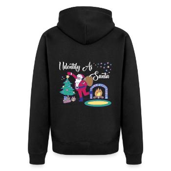 I Identify As Santa 9 - Unisex Premium Organic Zip Hoodie - black - Back - Nico (187cm)