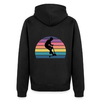 Stunt Scooter Freestyle Scootering Vintage Retro - Unisex Premium Bio Zip Hoodie - Schwarz - Hinten - Nico (187cm)