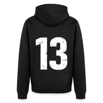 Cool Number 13 - 13 Years Old 13th Birthday Gift - Unisex Premium Organic Zip Hoodie - black - Back - Nico (187cm)