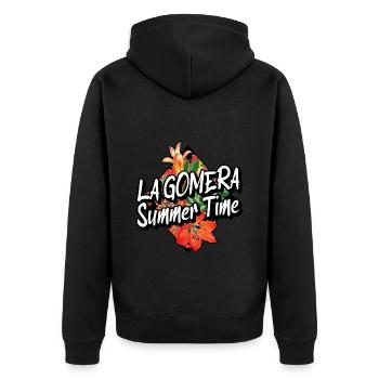La Gomera Summer Sun Beach Sea Palm Trees - Unisex Premium Organic Zip Hoodie - black - Back - Nico (187cm)