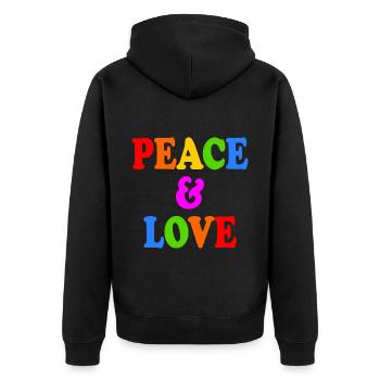 Peace and love - Unisex Premium Organic Zip Hoodie - black - Back - Nico (187cm)