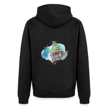 Düsseldorf Allemagne City Skyline Splash Coloré - Veste à capuche bio Premium Unisexe - noir - Dos - Nico (187cm)