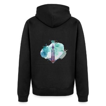 Düsseldorf Allemagne City Skyline Splash Coloré - Veste à capuche bio Premium Unisexe - noir - Dos - Nico (187cm)