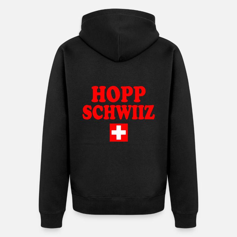 Hopp schwiiz - Veste à capuche bio Premium Unisexe - noir