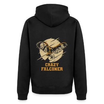 Falknerei - Unisex Premium Bio Zip Hoodie - Schwarz - Hinten - Nico (187cm)