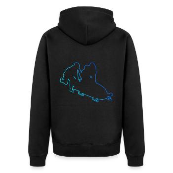 Bob fahren Bobbahn Bob Zweierbob Damen Bobsport - Unisex Premium Bio Zip Hoodie - Schwarz - Hinten - Nico (187cm)