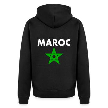 Marokko - Unisex Premium Bio Zip Hoodie - Schwarz - Hinten - Nico (187cm)