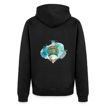 Düsseldorf Allemagne City Skyline Splash Coloré - Veste à capuche bio Premium Unisexe - noir - Dos - Nico (187cm)