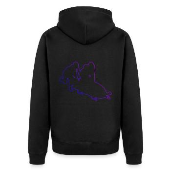 Damen Zweierbob Bob Bobsport Bobbahn Bob fahren - Unisex Premium Bio Zip Hoodie - Schwarz - Hinten - Nico (187cm)