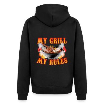 My Grill My Rules - Grillades - Veste à capuche bio Premium Unisexe - noir - Dos - Nico (187cm)