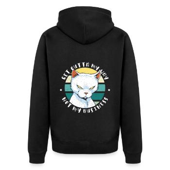 Geh mir aus dem Weg, nicht mein Problem, Katze - Unisex Premium Bio Zip Hoodie - Schwarz - Hinten - Nico (187cm)