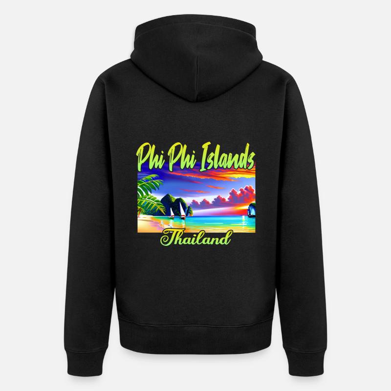 Phi Phi Island Thaïlande - Veste à capuche bio Premium Unisexe - noir