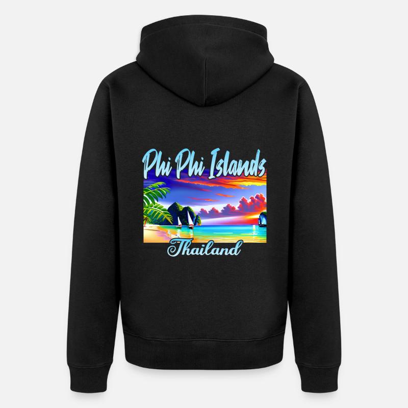Phi Phi Island Thaïlande - Veste à capuche bio Premium Unisexe - noir