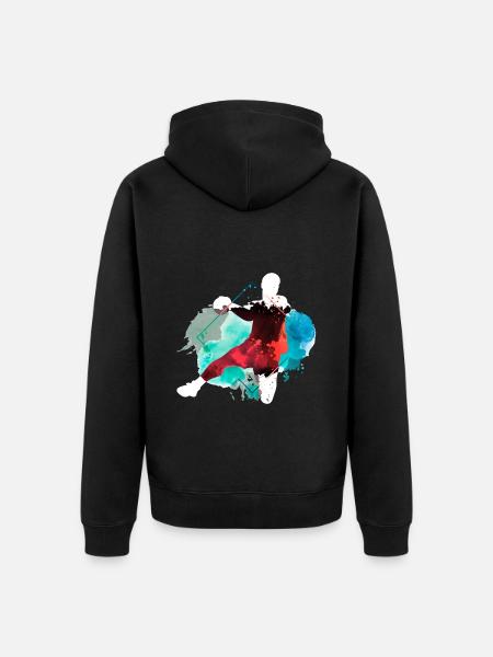Handball Handballspieler Handballer Splash Bunt - Unisex Premium Bio Zip Hoodie - Schwarz
