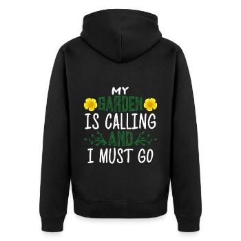 Gardener in the garden Hobby gardener cares for plants - Unisex Premium Organic Zip Hoodie - black - Back - Nico (187cm)