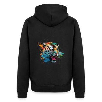 Tiger Splash Grunge Colorful Animal Predator Art - Veste à capuche bio Premium Unisexe - noir - Dos - Nico (187cm)