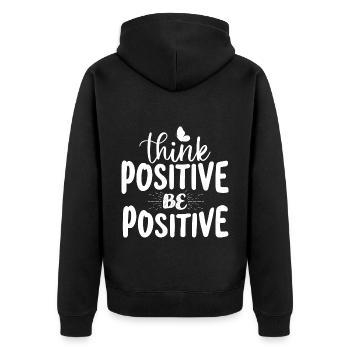 Penser positif est positif - Veste à capuche bio Premium Unisexe - noir - Dos - Nico (187cm)