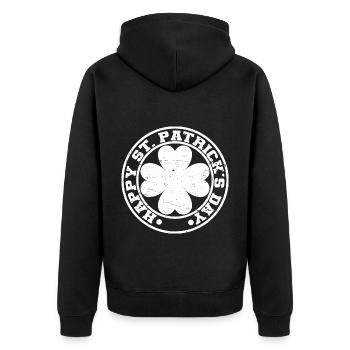 Cadeau de la Saint-Patrick Trèfle Hommes, Femmes, Enfants - Veste à capuche bio Premium Unisexe - noir - Dos - Nico (187cm)