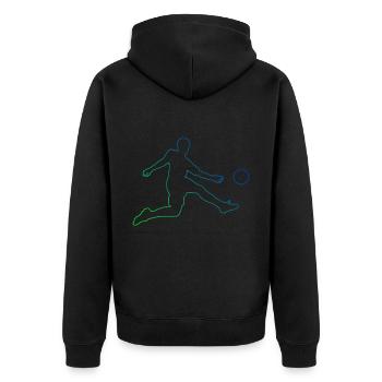 Football Fussball Damen Fussballspiel Soccer - Unisex Premium Bio Zip Hoodie - Schwarz - Hinten - Nico (187cm)