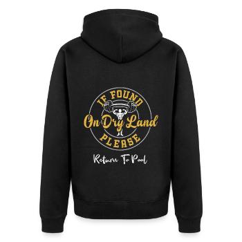 If Found On Dry Land Please Retu... - Unisex Premium Organic Zip Hoodie - black - Back - Nico (187cm)