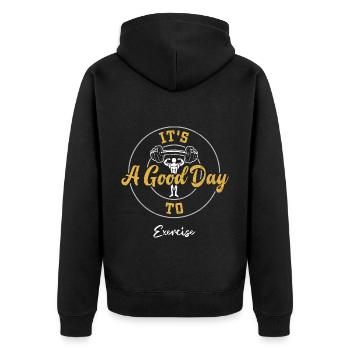 It's A Good Day To Exercise - Gym - Unisex Premium Bio Zip Hoodie - Schwarz - Hinten - Nico (187cm)