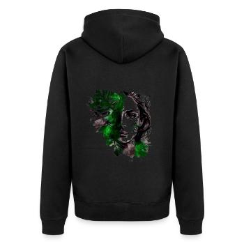 Wunderschöne Pflanzen Lady als Ink Skizze - Unisex Premium Bio Zip Hoodie - Schwarz - Hinten - Nico (187cm)